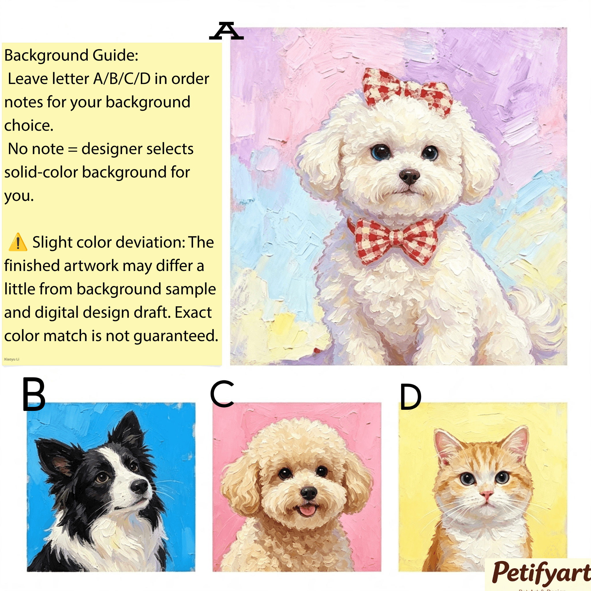 custom solid‑color oil pet portrait, personalized dog & cat canvas wall art, unframed custom solid‑color oil pet portrait, personalized dog & cat canvas wall art, unframed