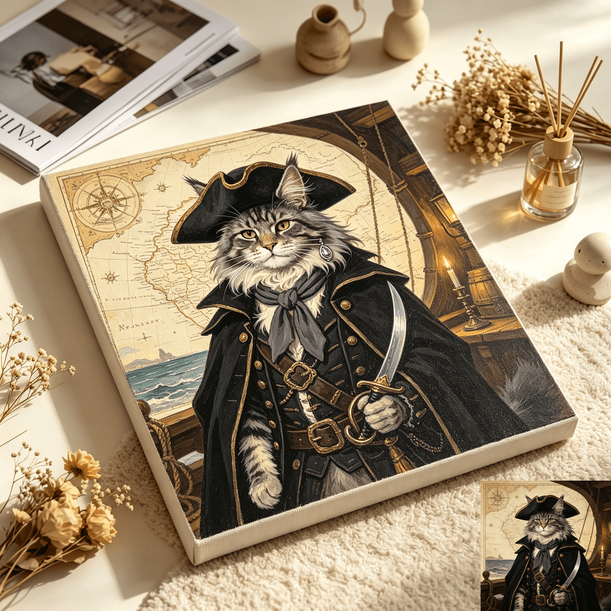 custom pirate dog portrait, nautical adventure‑themed pet canvas wall art, unframed custom pirate dog portrait, nautical adventure‑themed pet canvas wall art, unframed