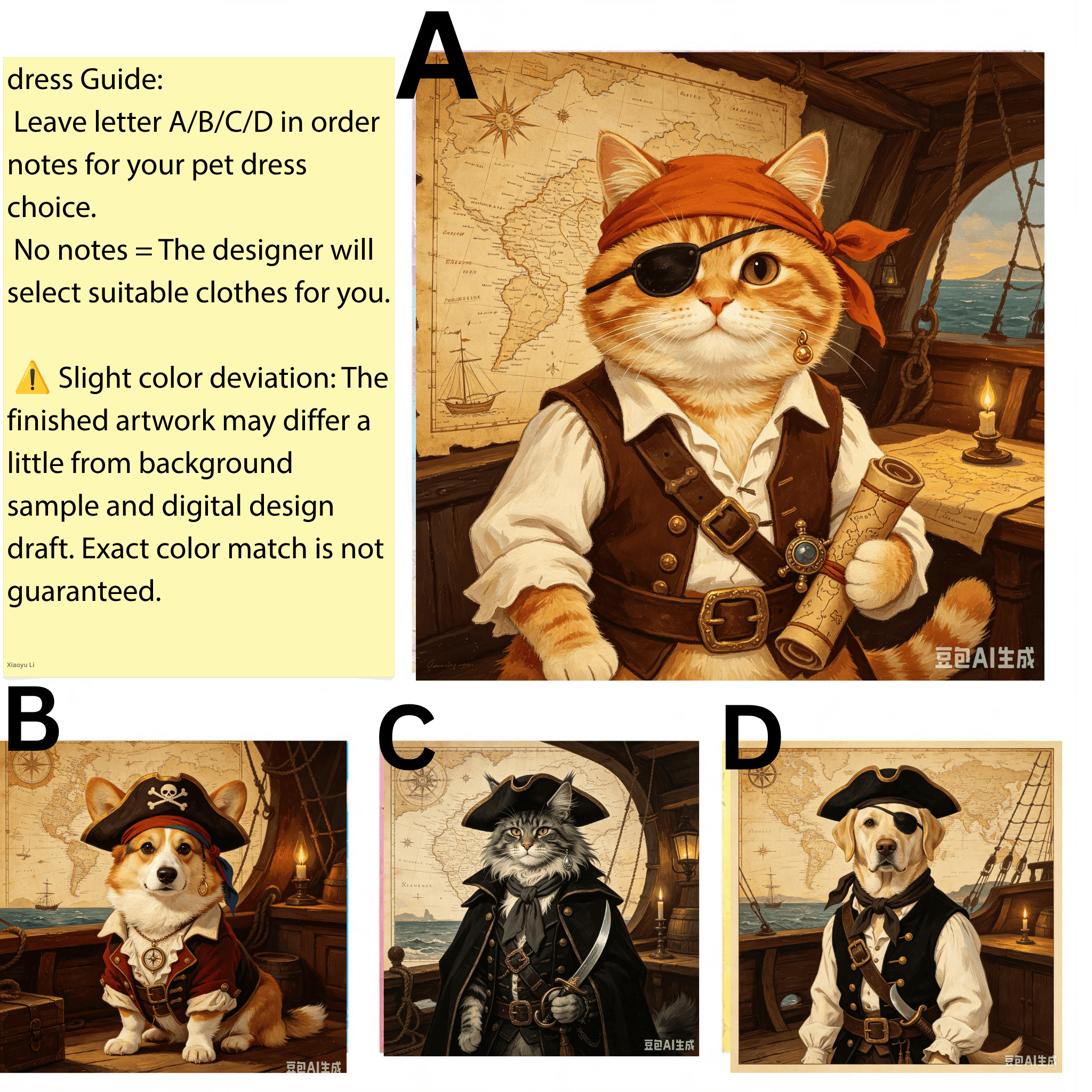custom pirate dog portrait, nautical adventure‑themed pet canvas wall art, unframed custom pirate dog portrait, nautical adventure‑themed pet canvas wall art, unframed