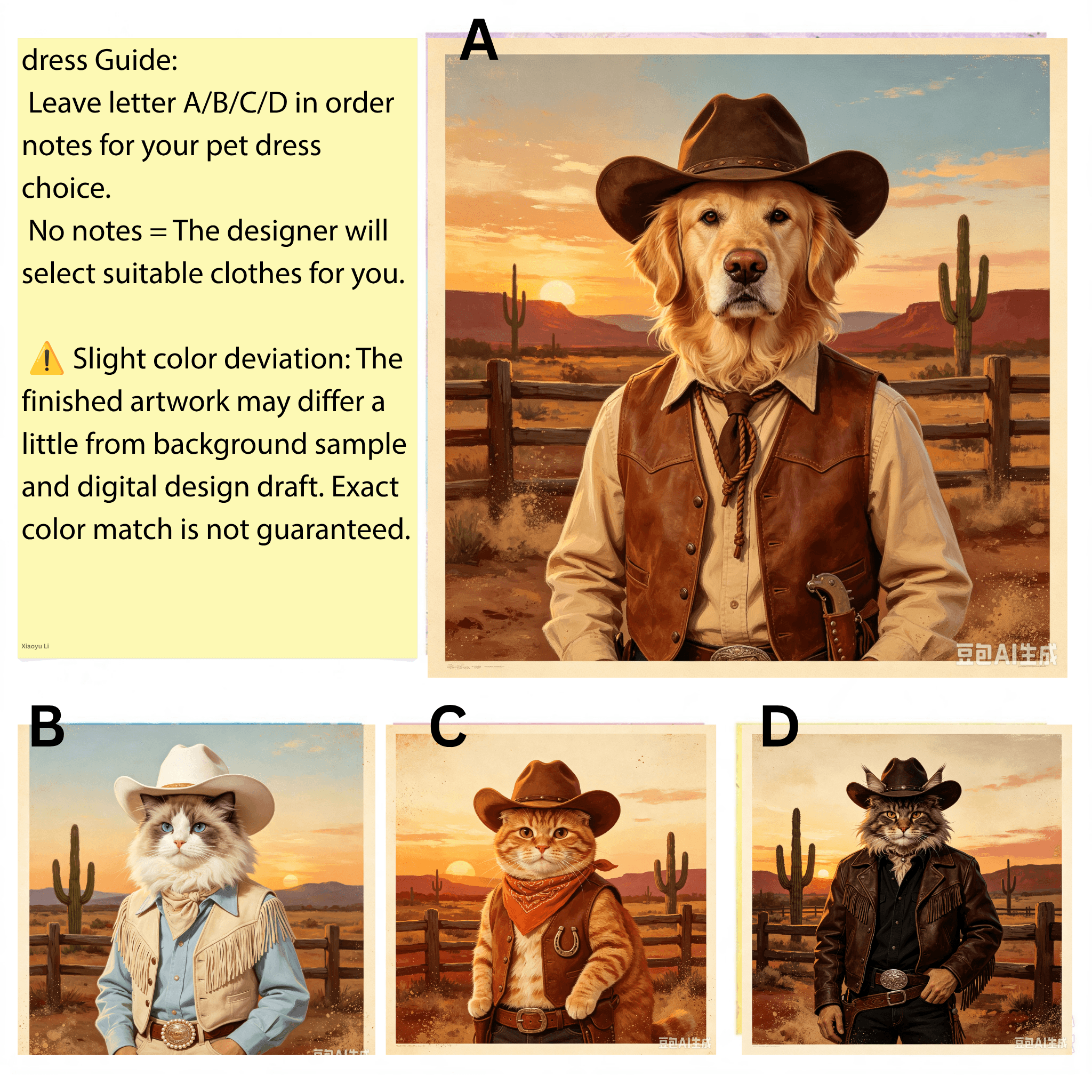 custom western cowboy dog portrait, wild west ranch‑style pet canvas wall art, unframed custom western cowboy dog portrait, wild west ranch‑style pet canvas wall art, unframed