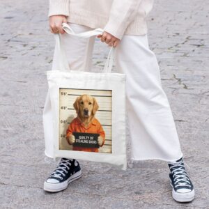 custom pet mugshot tote bag funny guilty dog portrait canvas handbag.jpg 7